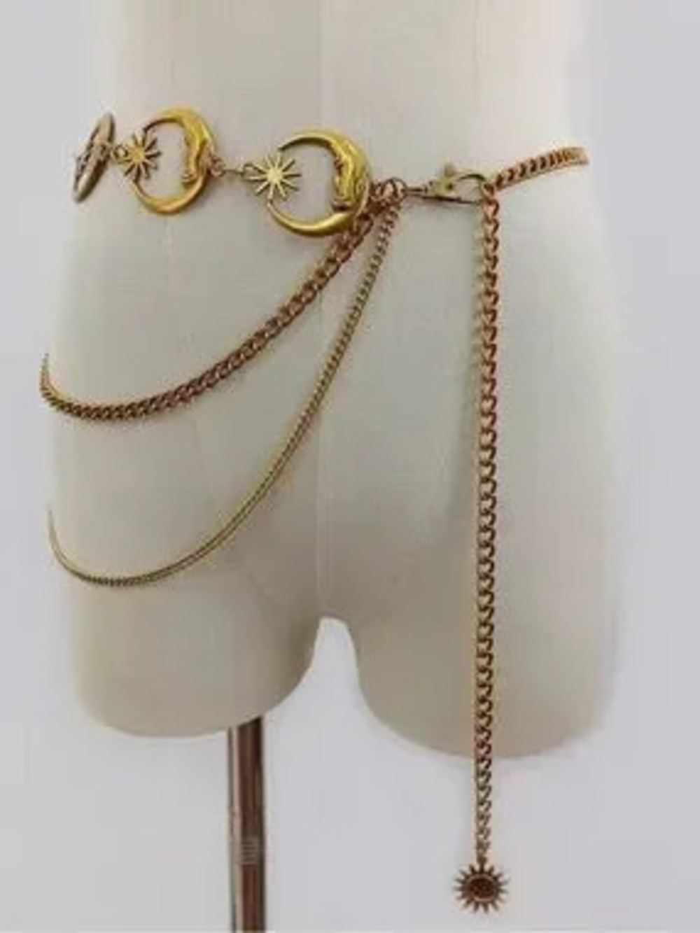 Vintage Gold Moon & Star Multi-Chain Waist Belt
